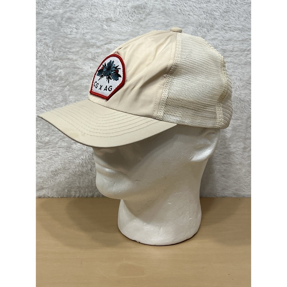 CG x AG Floral Patch Mesh Trucker Hat Cream Snapback Adjustable